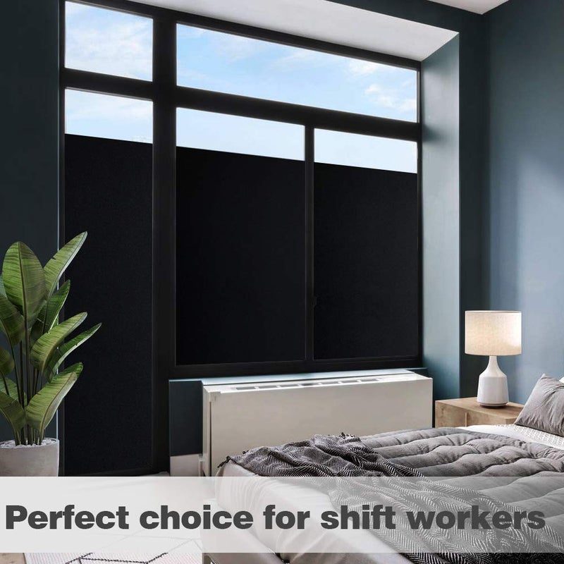 Mangobox Static Cling Total Blackout Window Film 100% UV Blocking Window Darkening Film Black Opaque Privacy Window Tint Removable Plastic Glass Covering (35.4x78.7 inches) - Image 2